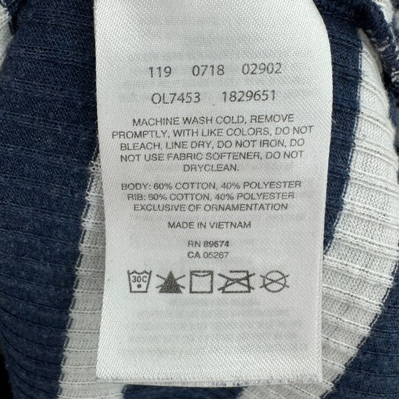 MOUNTAIN HARDWEAR Blue White Striped Keyhole Back Short Sleeve Top Size Large L - Picture 6 of 6